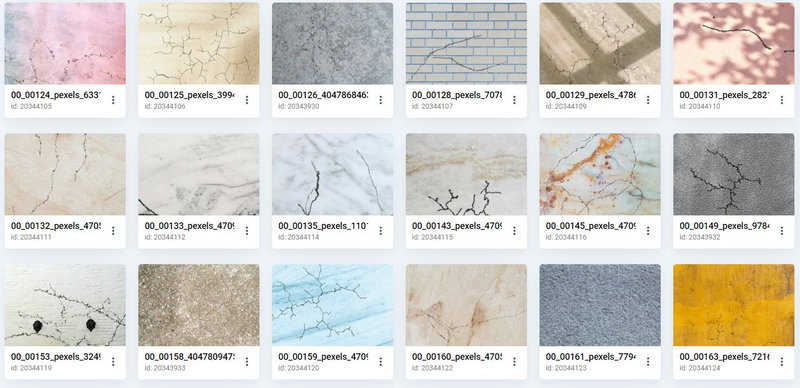 Synthetic cracks on a variety of materials