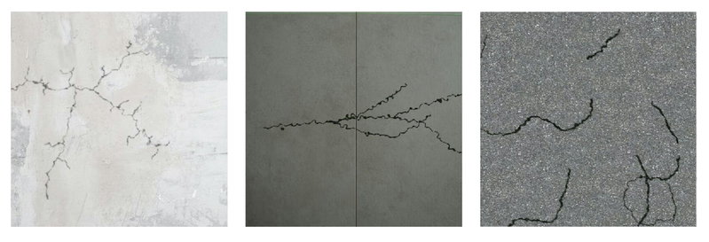 Three types of synthetic crack patterns