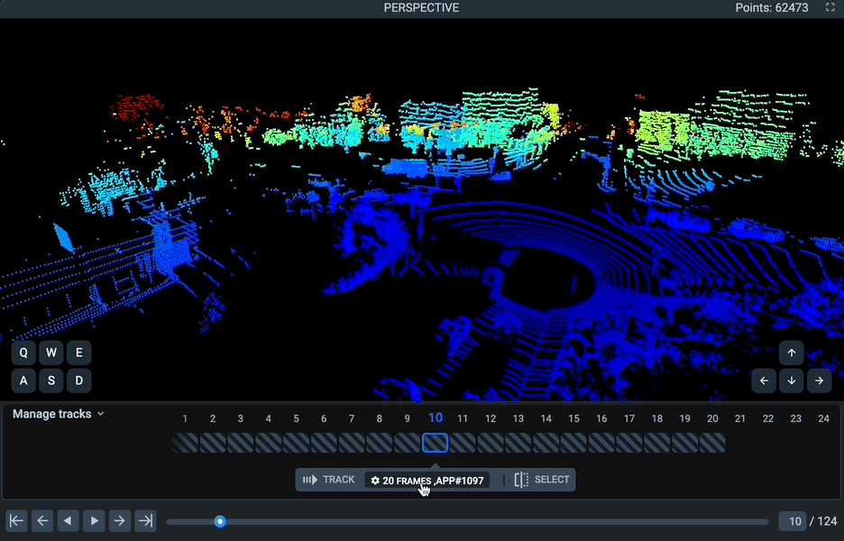 Configure and run tracking from the point cloud sequence timeline