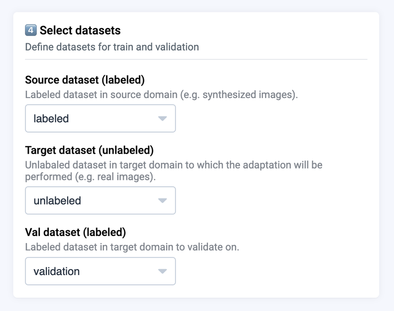 Define training splits for your data