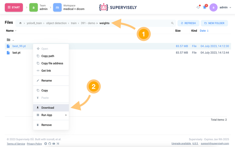 Just download the trained model and use it outside the Supevisley platform